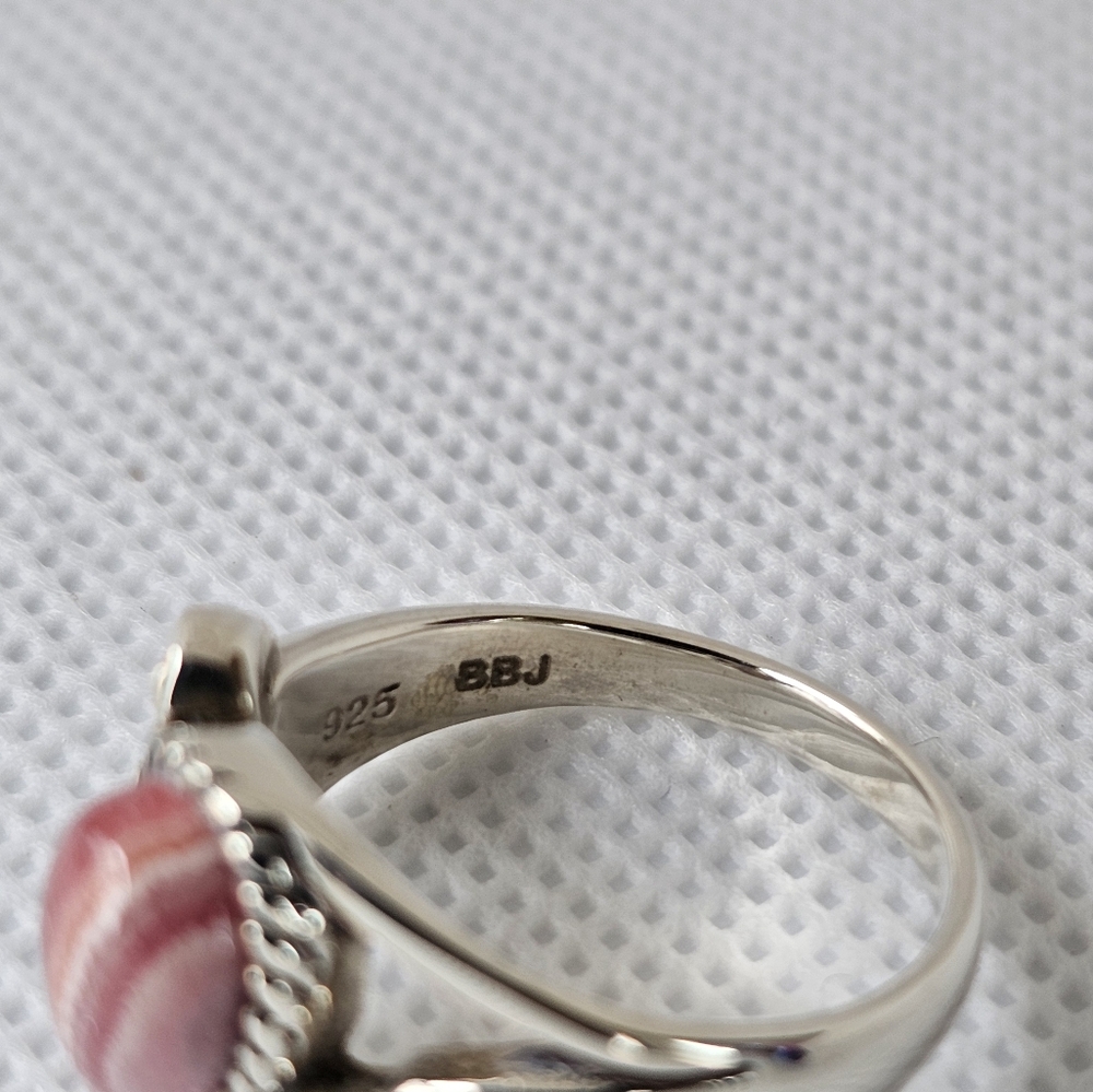 Genuine Rhodocrosite Sterling Silver Ring Size 7.5! - Picture 4 of 6